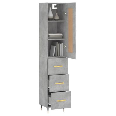 vidaXL Highboard Betongrau 34,5x34x180 cm Holzwerkstoff