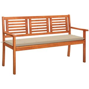vidaXL 3-Sitzer-Gartenbank mit Auflage 150 cm Massivholz Eukalyptus