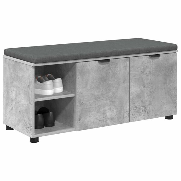 vidaXL Flurbank mit Kissen Uni Beton Grau 100 x 38 x 46 cm