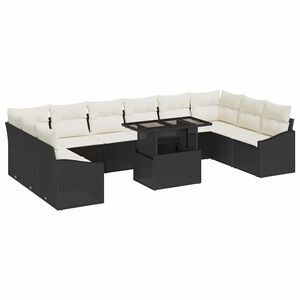 vidaXL Garten-Sofa-Set 11 stk. Schwarz und Creme