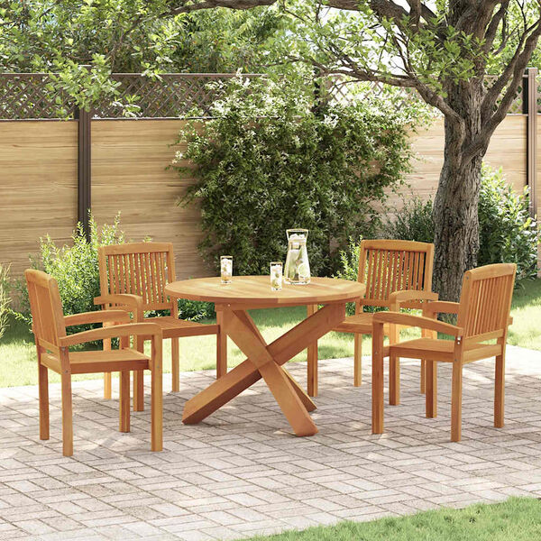 vidaXL 5-tlg. Garten-Essgruppe Massivholz Teak