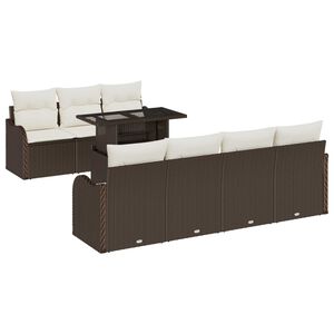 vidaXL Gartensofa-set mit Kissen 8 pcs Braun und Creme Poly-Rattan