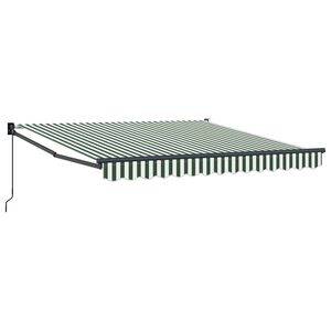 vidaXL Ausziehbare Markise Gr&uuml;n und Wei&szlig; 350 x 250 cm