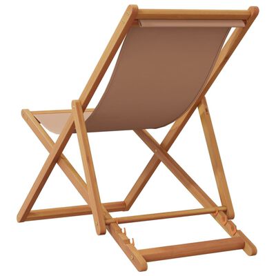 vidaXL Strandstuhl Klappbar Taupe Massivholz Eukalyptus und Stoff