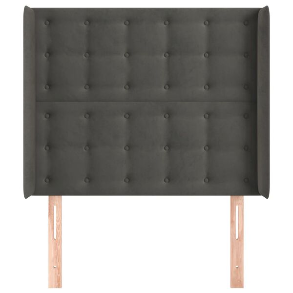 vidaXL Kopfteil mit Ohren Dunkelgrau 83x16x118/128 cm Samt