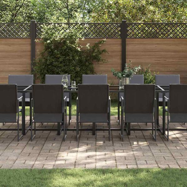 vidaXL Garten Essgruppe 17 pcs Schwarz Stahl