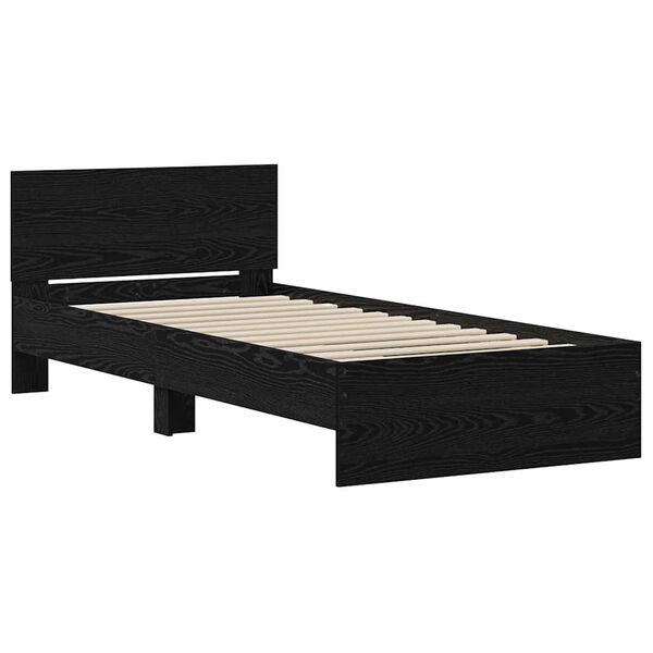 vidaXL Bettrahmen Schwarz Eichen-Optik 90 x 190 cm Holzwerkstoff