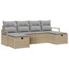 vidaXL Sofa Set mit Kissen 5 pcs Poly-Rattan