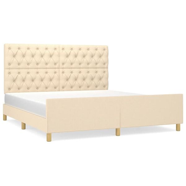 vidaXL Bettgestell ohne Matratze Creme 160x200 cm Stoff