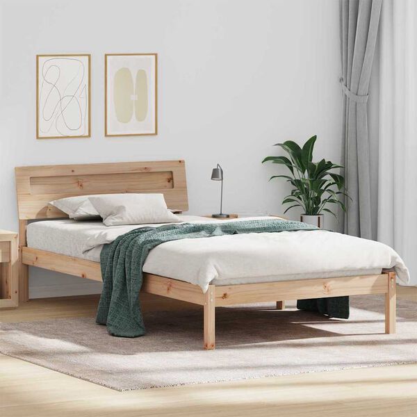 vidaXL Bettrahmen mit Kopfteil Braun 100 x 200 cm Massives Kiefernholz