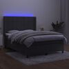 vidaXL Boxspringbett mit Matratze & LED Dunkelgrau 140x190 cm Samt