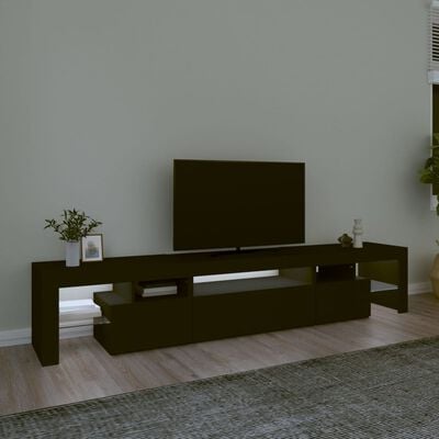 vidaXL TV-Schrank mit LED-Leuchten Schwarz 215x36,5x40 cm