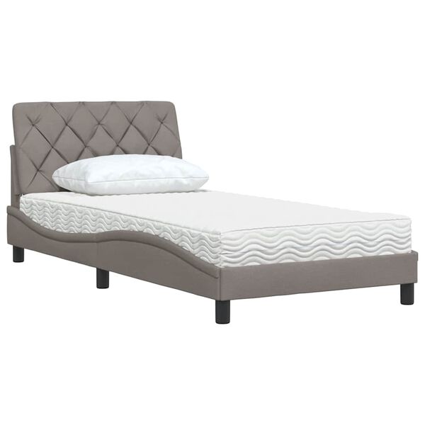 vidaXL Bett mit Matratze Taupe 100x200 cm Stoff
