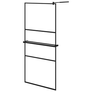 vidaXL Duschwand mit Ablage f&uuml;r Walk-In-Dusche Schwarz 90x195 cm ESG
