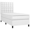 vidaXL Boxspringbett mit Matratze Wei&szlig; 80x200 cm Kunstleder