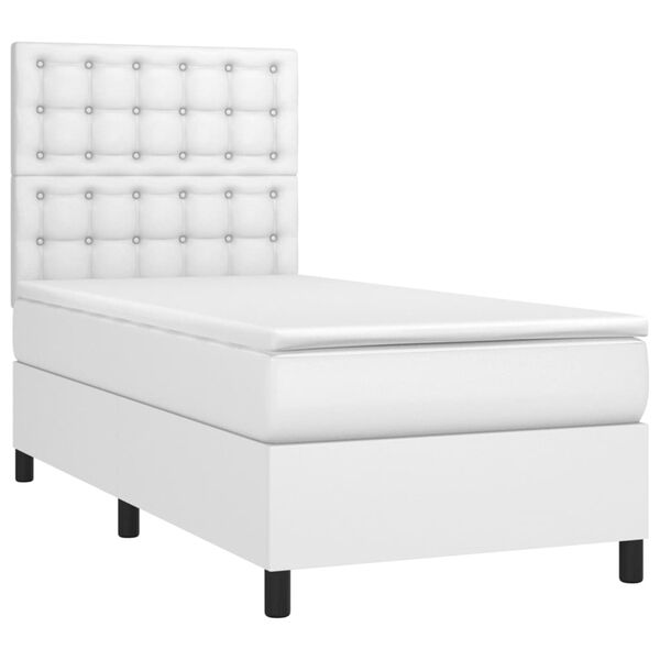 vidaXL Boxspringbett mit Matratze Wei&szlig; 80x200 cm Kunstleder