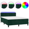 vidaXL Boxspringbett mit Matratze & LED Dunkelgr&uuml;n 140x190 cm Samt
