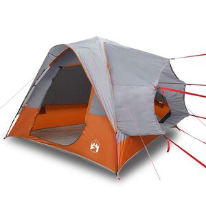 vidaXL Autozelt 4 Personen Grau und Orange Wasserfest