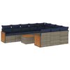 vidaXL 11-teiliges Gartensofa-Set mit Kissen, grau, Polyrattan