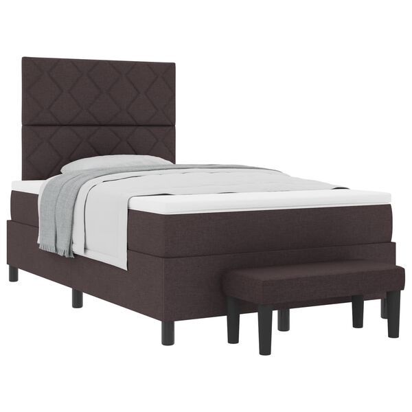 vidaXL Boxspringbett mit Matratze Dunkelbraun 120 x 190 cm Stoff