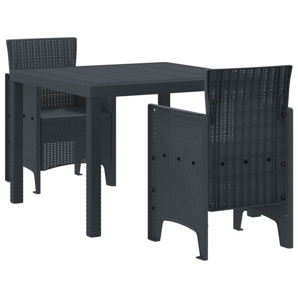 vidaXL Garten Essgruppe 3 pcs Anthrazit Polypropylen