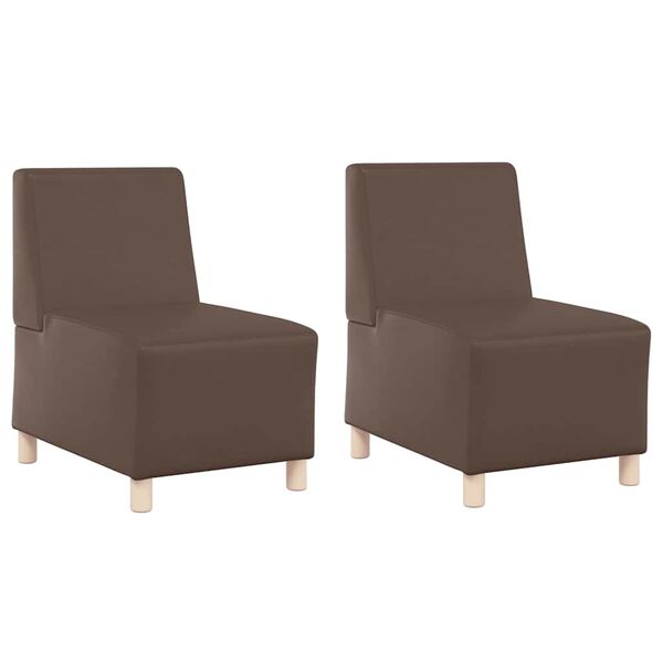 vidaXL Modulares Armfreies Sofa 2 pcs Braun 55 x 74 x 82 cm Kunstleder