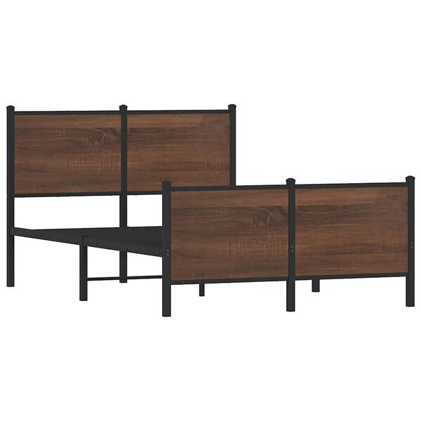 vidaXL Metallbett ohne Matratze Braun Eichen-Optik 120x200 cm