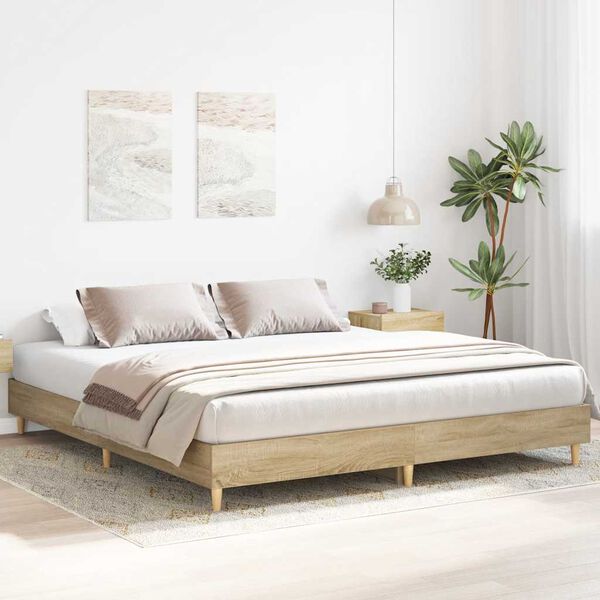 vidaXL Bettgestell ohne Matratze Sonoma-Eiche 200x200 cm Holzwerkstoff