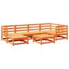 vidaXL 7-tlg. Garten-Sofagarnitur Wachsbraun Massivholz Kiefer