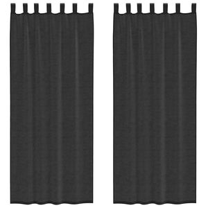 vidaXL Voile Vorh&auml;nge mit Lasche 2 Stk. Schwarz