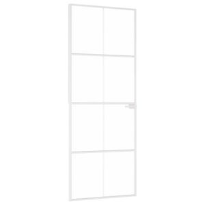 vidaXL Innent&uuml;r Wei&szlig; 76x201,5 cm Hartglas & Aluminium Schlank
