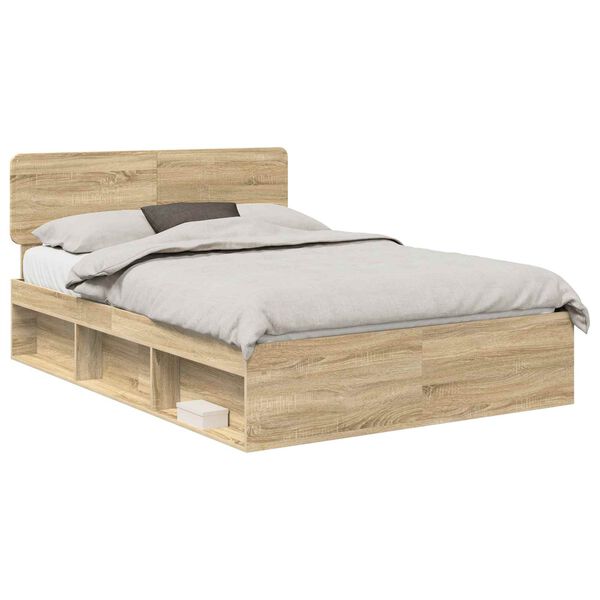 vidaXL Bettrahmen Sonoma-Eiche 150 x 200 cm Massives Kiefernholz