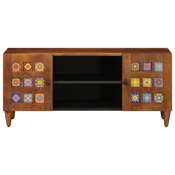 vidaXL TV-Schr&auml;nk mit T&uuml;r Walnuss 105 x 33,5 x 46 cm Massivholz Mango