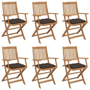 vidaXL Klappbare Gartenst&uuml;hle 6 Stk. mit Kissen Massivholz Akazie