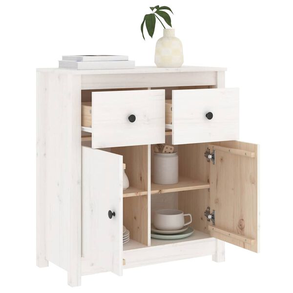 vidaXL Sideboard Wei&szlig; 70x35x80 cm Massivholz Kiefer