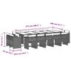 vidaXL 15-tlg. Garten-Essgruppe mit Kissen Grau Poly Rattan