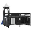 vidaXL Kinderhochbett mit Turm Wei&szlig; & Schwarz 90x200 cm Kiefernholz
