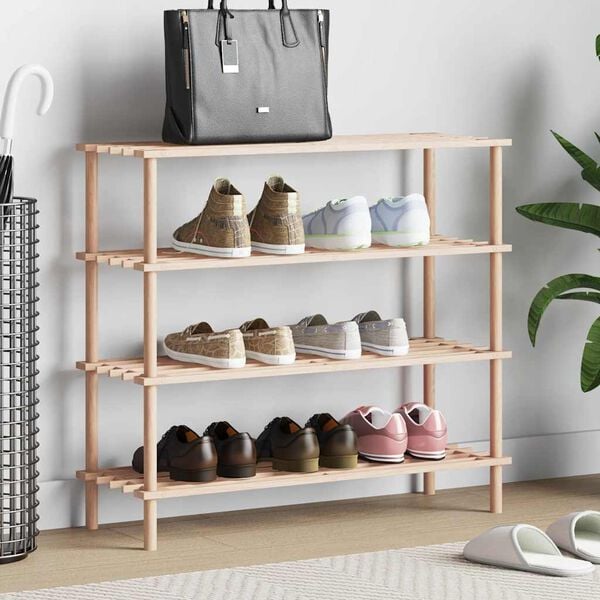 vidaXL Schuhregal mit 4 B&ouml;den Massivholz Tanne