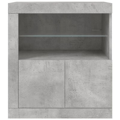 vidaXL Sideboard mit LED-Leuchten Betongrau 60,5x37x67 cm