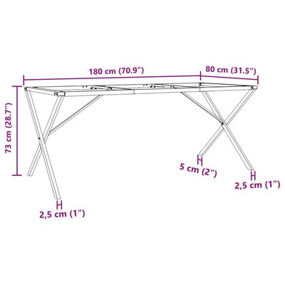 vidaXL Esstisch-Gestell in X-Form 180x80x73 cm Gusseisen