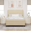 vidaXL LED Boxspringbett mit Matratze Creme 140 x 190 cm Stoff