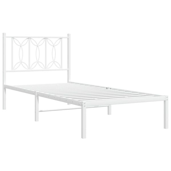 vidaXL Metallbett ohne Matratze mit Kopfteil Weiß 75x190 cm