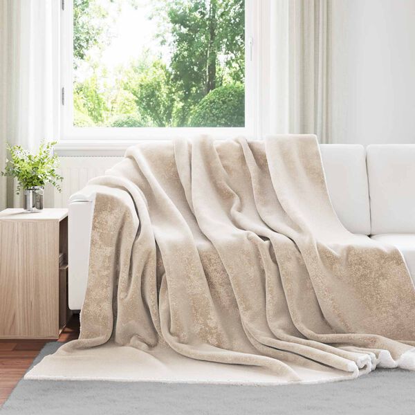 vidaXL &Uuml;berwurfdecke Beige 240 x 270 cm Fleece
