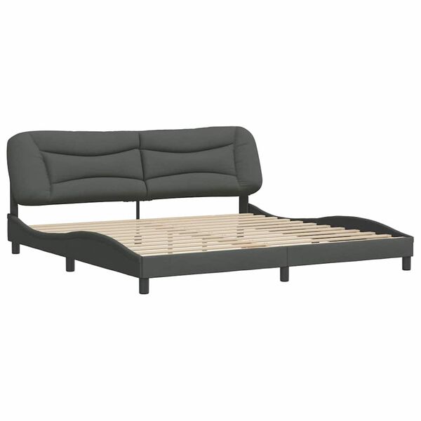 vidaXL Bettgestell ohne Matratze "Hvar" Dunkelgrau 200x200 cm Stoff