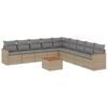 vidaXL 10-tlg. Garten-Sofagarnitur mit Kissen Beige Poly Rattan