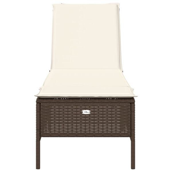 vidaXL Sonnenliege mit Auflage Braun Poly Rattan