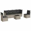 vidaXL 7-tlg. Garten-Sofagarnitur mit Kissen Hellgrau Poly Rattan