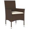 vidaXL Garten Essgruppe mit Kissen 3 pcs Braun Poly-Rattan