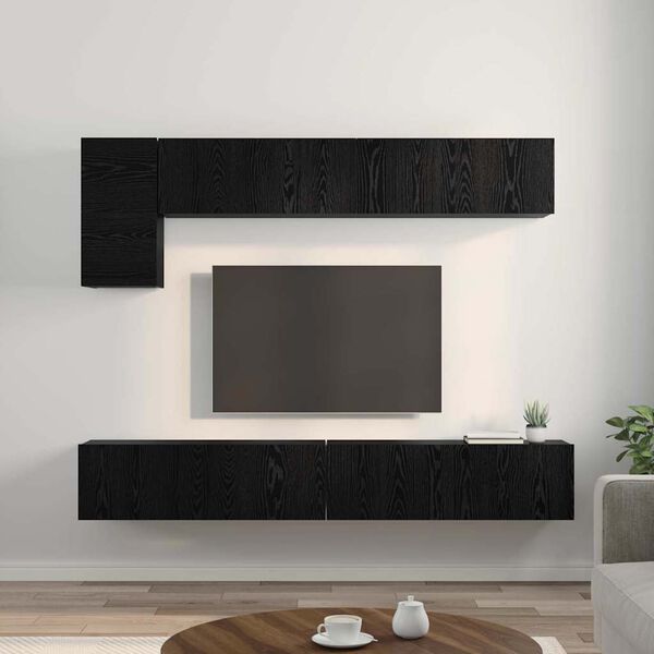vidaXL TV-Schrankset 5 pcs Schwarz Eichen-Optik Holzwerkstoff