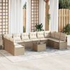 vidaXL Gartensofa-set mit Kissen 11 pcs Beige und Creme Poly-Rattan